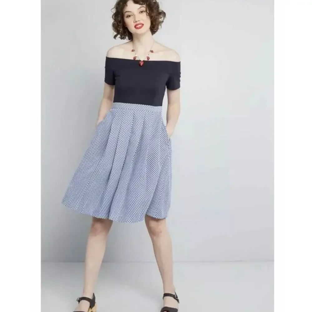 modcloth blue dress GUNNE SAX for ModCloth Michella Bell Sleeve Dress in Misty Sky, Size 4X main image 1